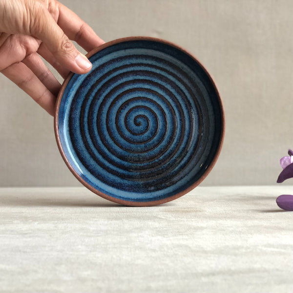 Ceramic Blue Handcrafted Snack Plate