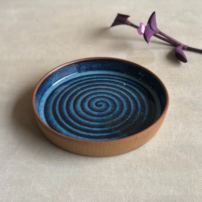 Ceramic Blue Handcrafted Snack Plate