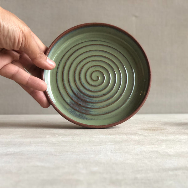 Ceramic Green Handcrafted Snack Plate