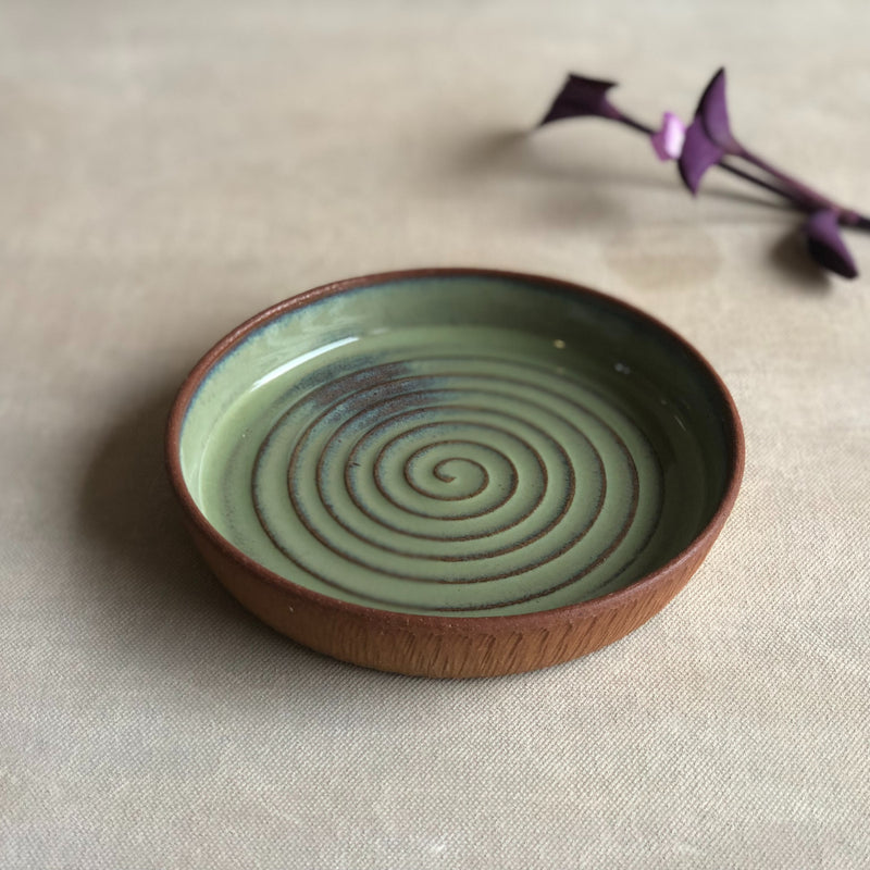 Ceramic Green Handcrafted Snack Plate
