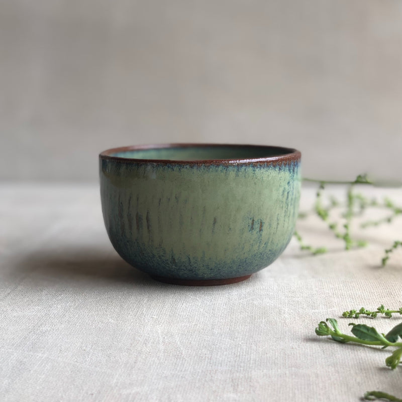 Ceramic Green Handcrafted Dessert Bowl