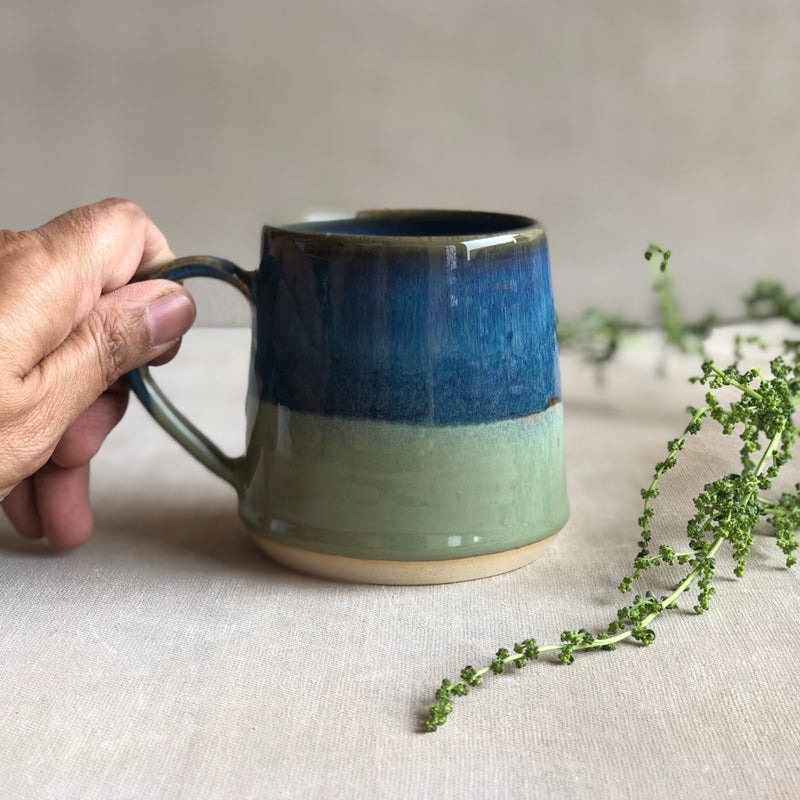 Ceramic Blue Green Handcrafted Coffee Mug