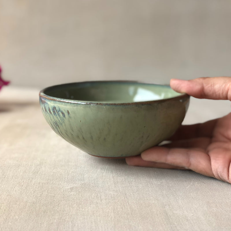 Ceramic Green Handcrafted Snack Bowl