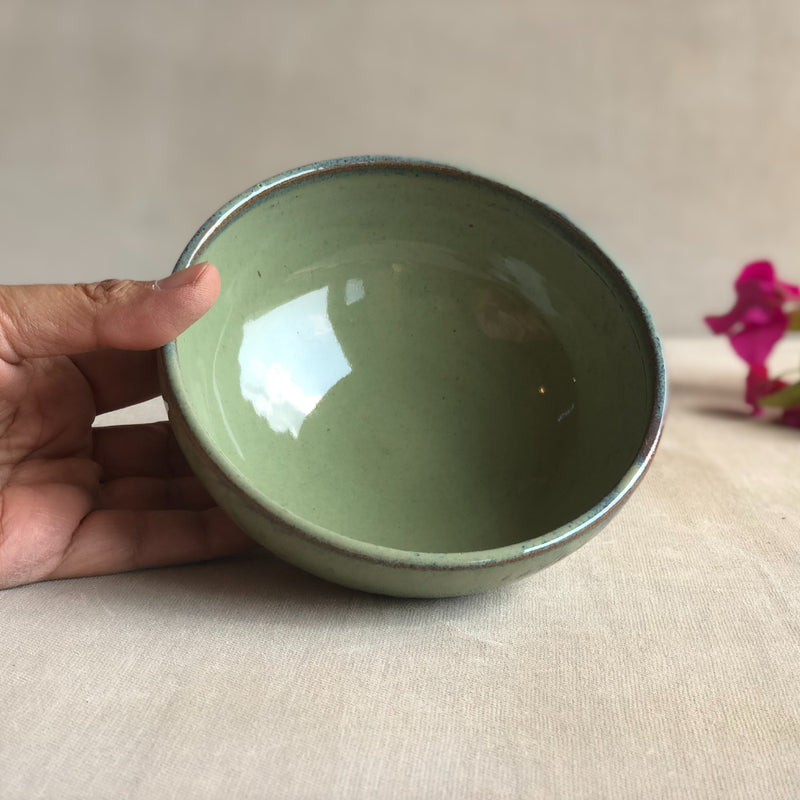Ceramic Green Handcrafted Snack Bowl