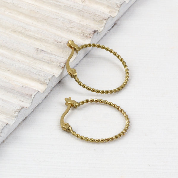 Handcrafted Brass Twisted Hoop Earring