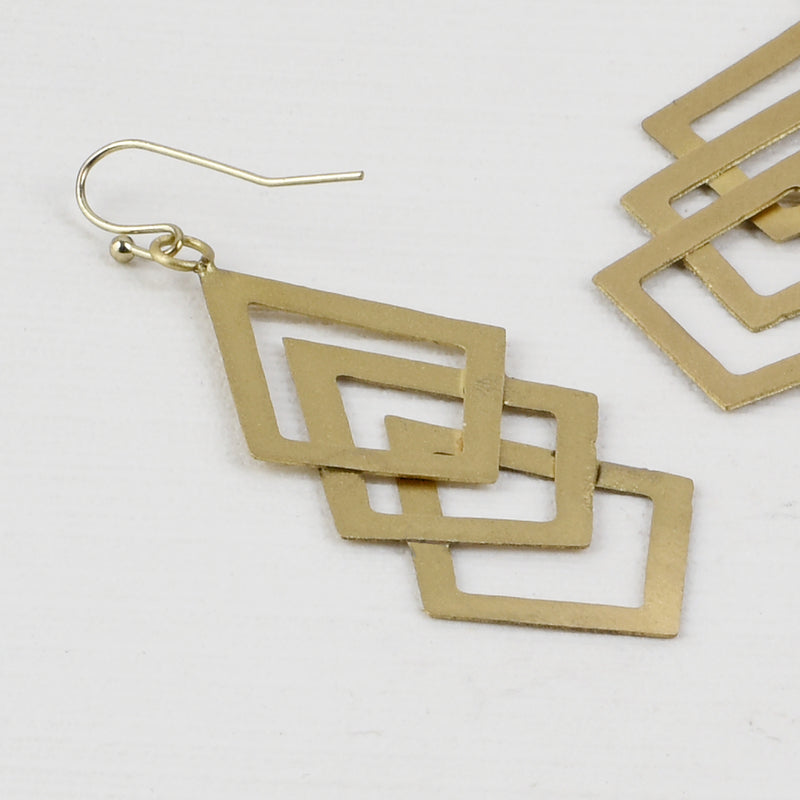 Handcrafted Brass Rhombus Design Earring