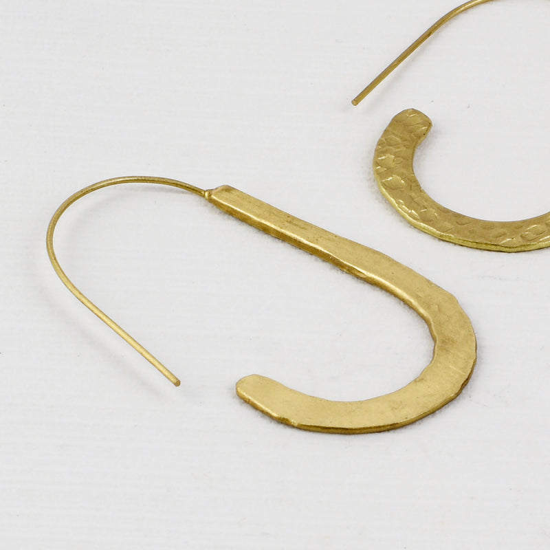 Handcrafted Brass U Shape Hammered Earring