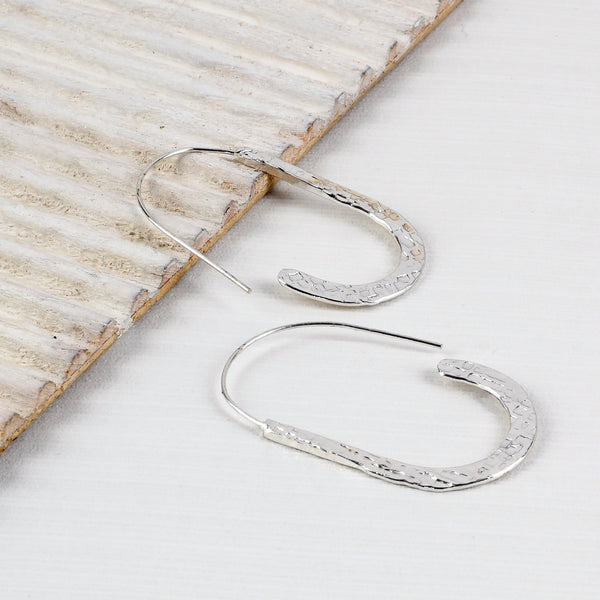 Handcrafted Silver Colour Hammered Earring