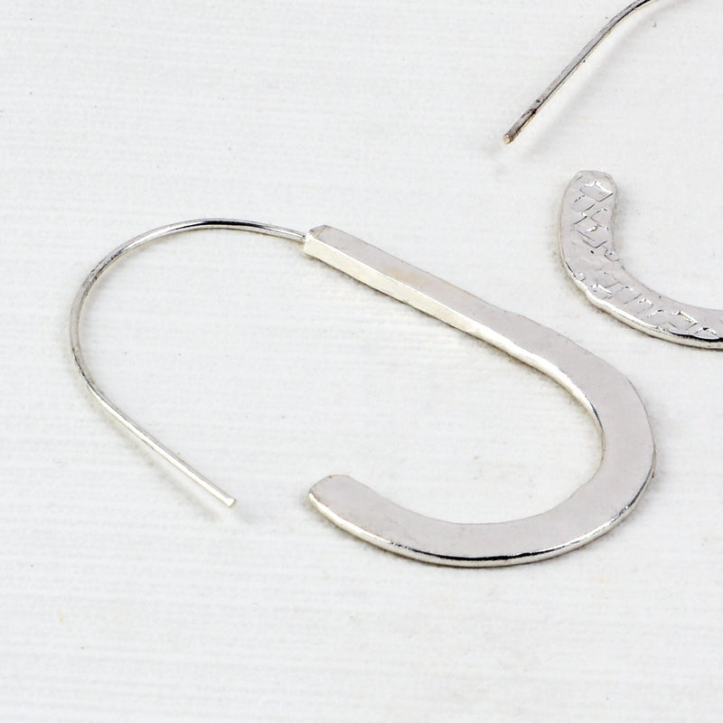 Handcrafted Silver Colour Hammered Earring