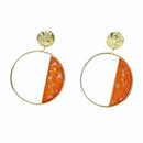 Handcrafted Brass Orange Circle Stud Earring