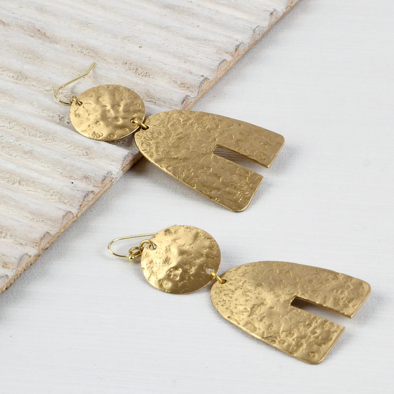 Handcrafted Brass Textured Earring