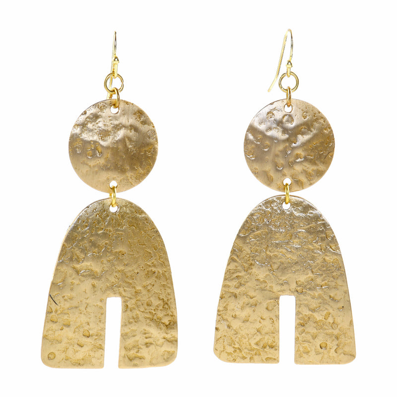 Handcrafted Brass Textured Earring