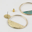 Handcrafted Brass Sea Green Circle Stud Earring