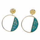 Handcrafted Brass Sea Green Circle Stud Earring