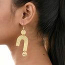 Handcrafted Brass U Shaped Textured Earring