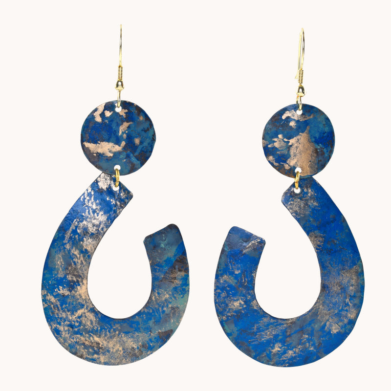 Handcrafted Brass Blue Shaded Earring