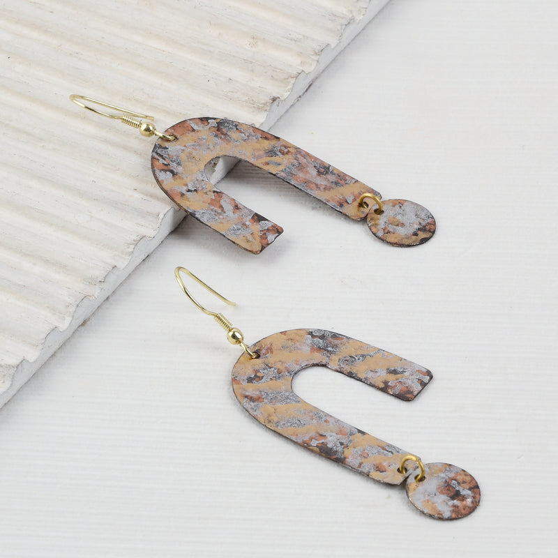 Handcrafted Brass Copper Shaded Earring