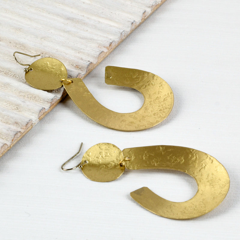 Handcrafted Brass Abstract Textured Earring