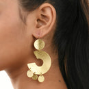 Handcrafted Brass Half Circles Textured Earring