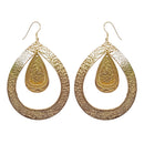 Handcrafted Brass Textured Drop Design Earring
