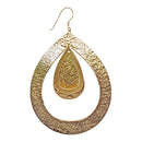 Handcrafted Brass Textured Drop Design Earring