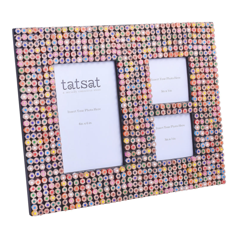 Recycled Color Pencil Collage Photo frame
