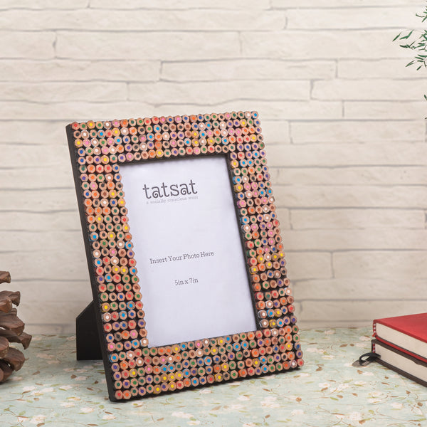 Recycled Color Pencil Wooden Photo frame