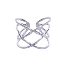 Handcrafted Brass Geometric Finger Ring Silver Look