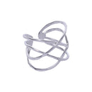 Handcrafted Brass Geometric Finger Ring Silver Look