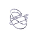 Handcrafted Brass Geometric Finger Ring Silver Look