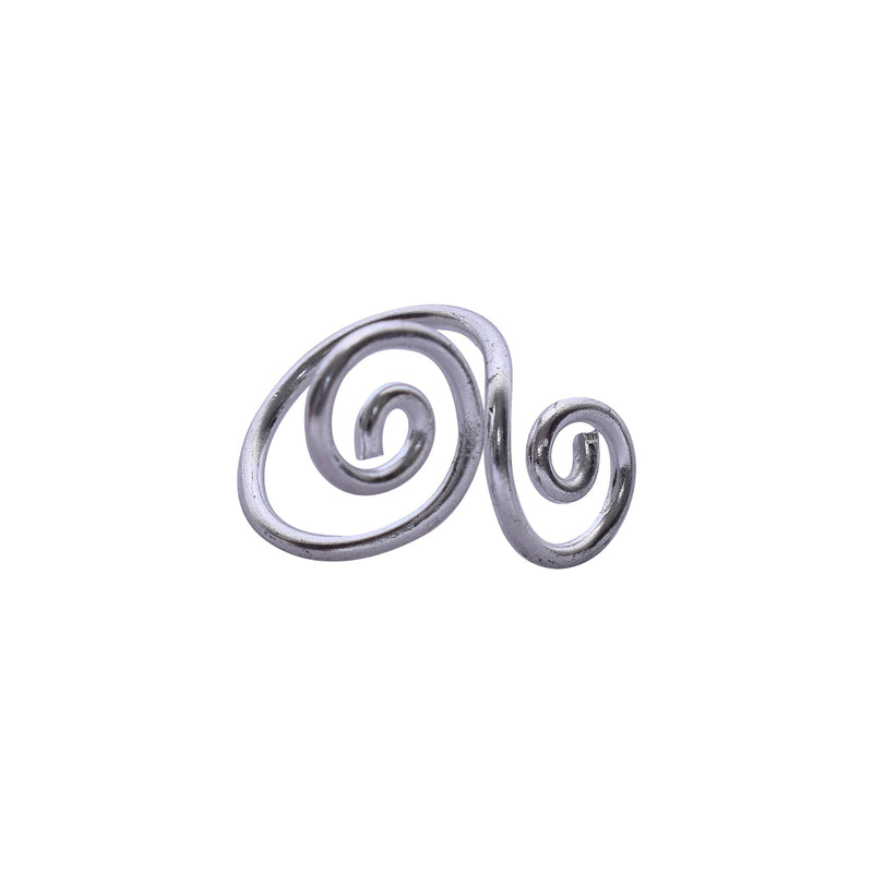 Handcrafted Brass Spiral Finger Ring Silver Look
