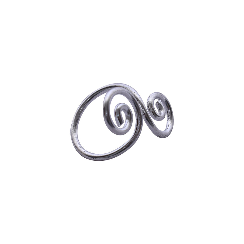 Handcrafted Brass Spiral Finger Ring Silver Look