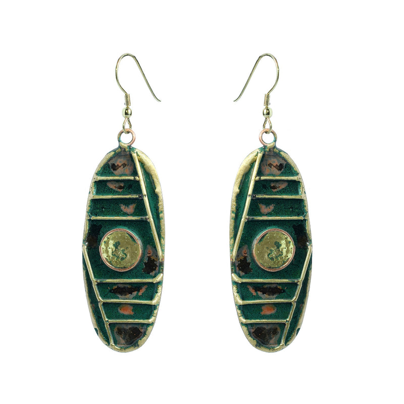 Handcrafted Green Geometric Design Earring