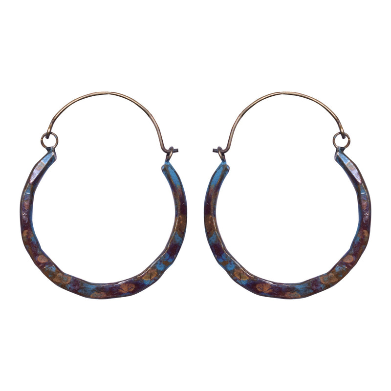 Handcrafted Blue Copper Hoops Earring