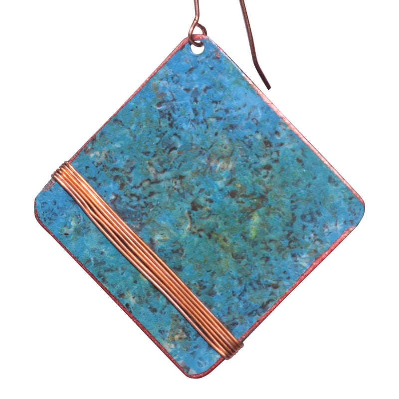 Handcrafted Copper Rhombus Design Earring