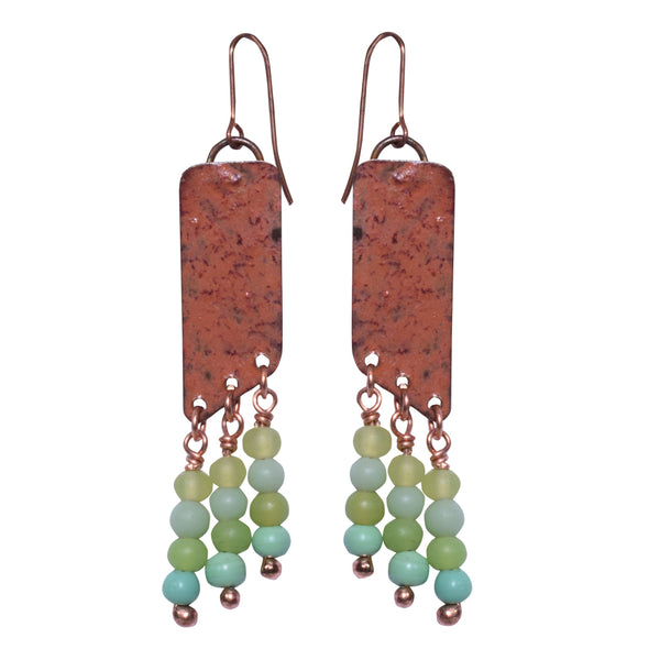 Handcrafted Copper with Coloured Beads Earring