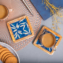 Wooden Square Indigo Coasters Set of two