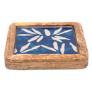 Wooden Square Indigo Coasters Set of two