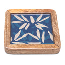 Wooden Square Indigo Coasters Set of two