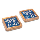 Wooden Indigo Tray With Coaster Set