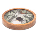 Wooden Round Coasters with Green Girl Print Design Set of 2