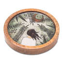 Wooden Round Coasters with Green Girl Print Design Set of 2
