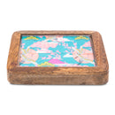 Wooden Tray Bird Print With Coaster Set