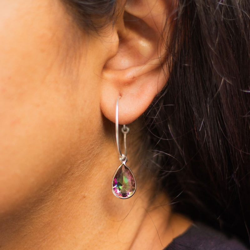 Silver Earring With Mystic Topaz